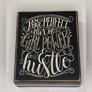 Joy Kelley Black and White Gold Motivational Wooden Art Cube Plaque